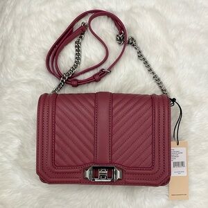 NWT Rebecca Minkoff Small Love Chevron Crossbody Fig Pink - Minor stain on back